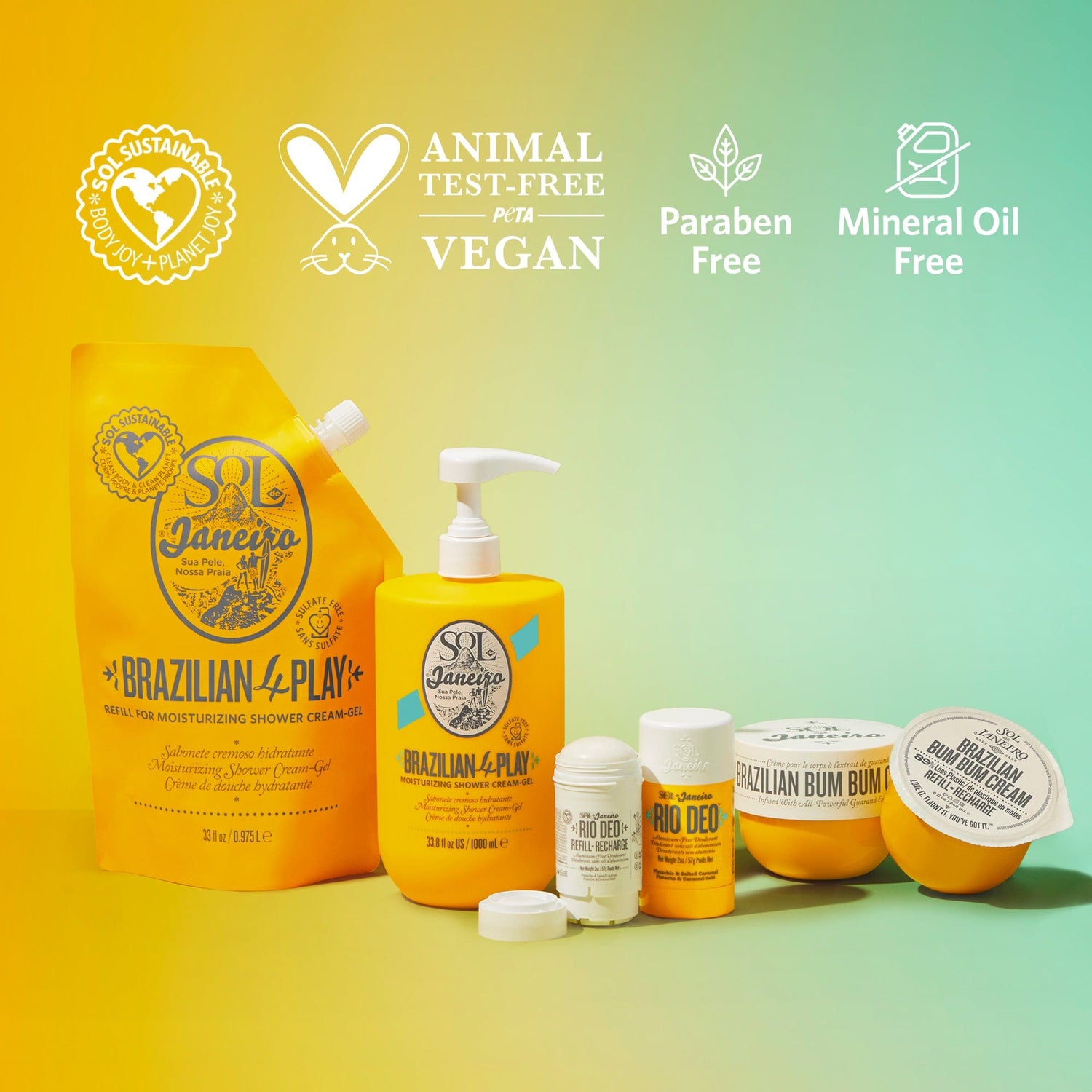 Sol sustainable - body joy and planet joy | animal test-free peta vegan | paraben free | mineral oil free
